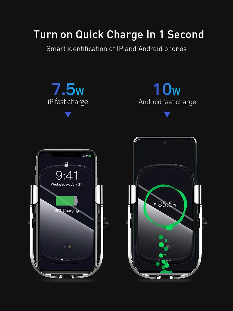 SmartLock™ Auto-Grip Wireless Car Charger Mount – Intelligent Hands-Free Driving System