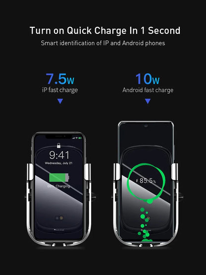 SmartLock™ Auto-Grip Wireless Car Charger Mount – Intelligent Hands-Free Driving System